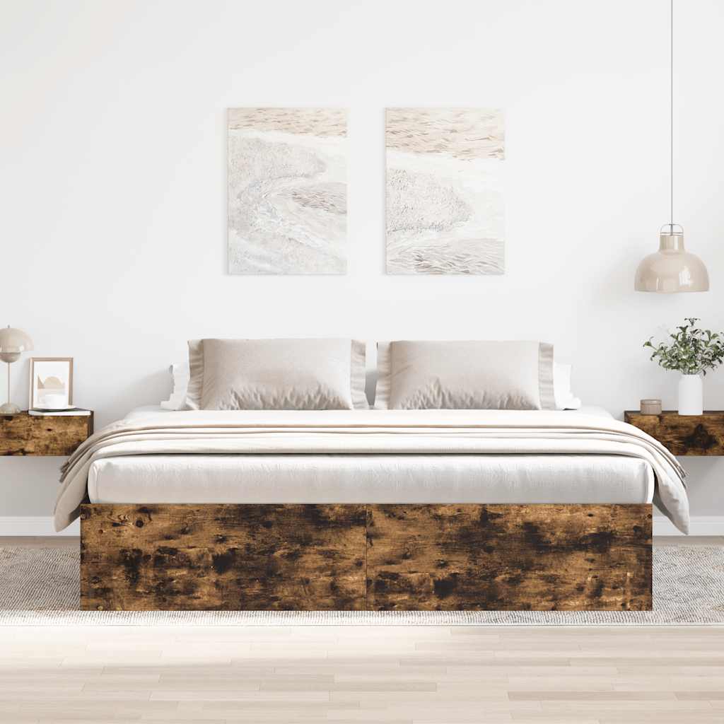 Cadre de lit sans matelas chêne fumé 200x200 cm - XIOS
