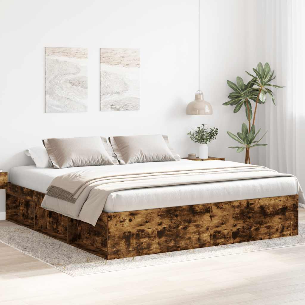 Cadre de lit sans matelas chêne fumé 200x200 cm - XIOS