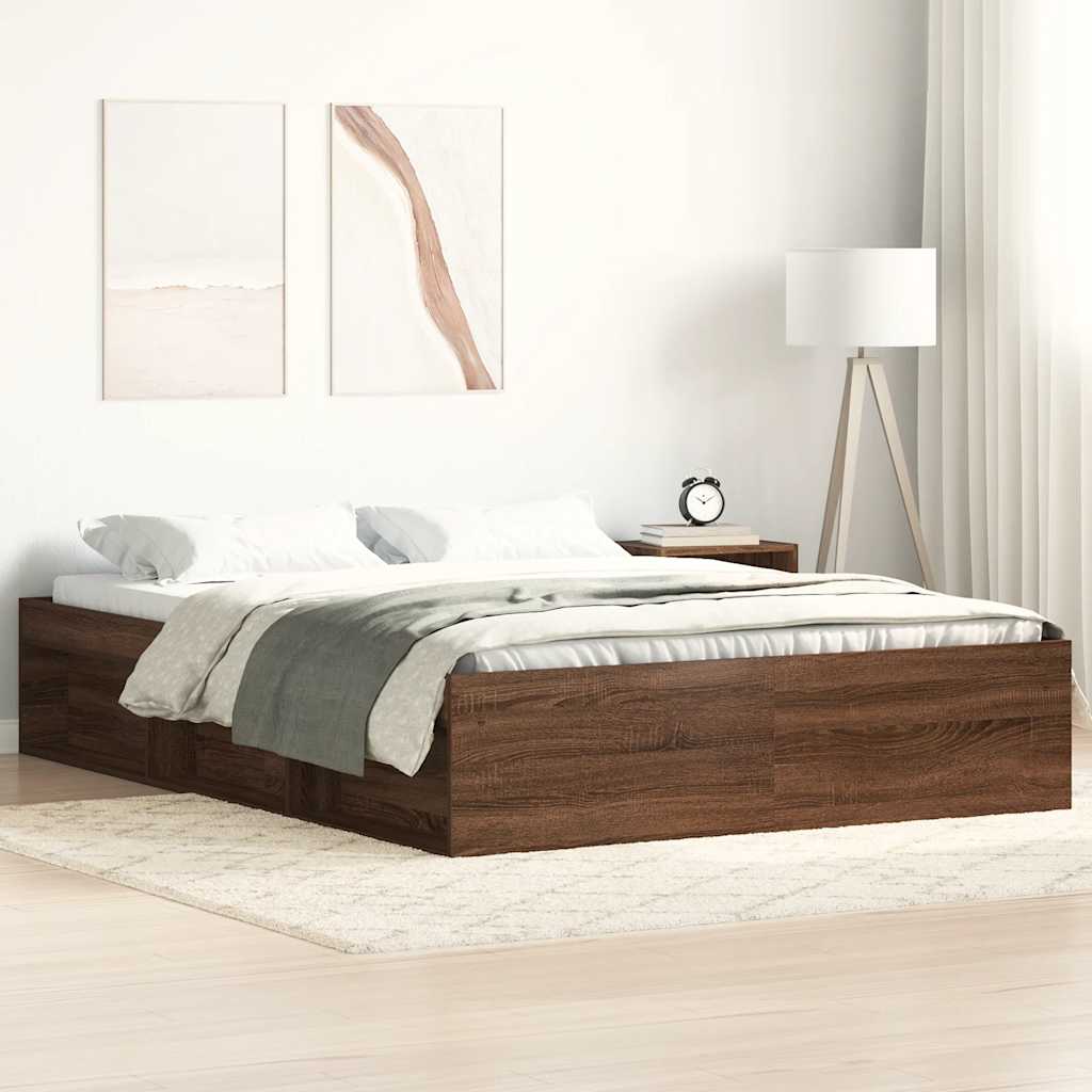 Cadre de lit sans matelas chêne marron 120x190 cm - XIOS