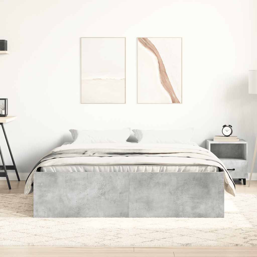 Cadre de lit sans matelas gris béton 140x190 cm - XIOS