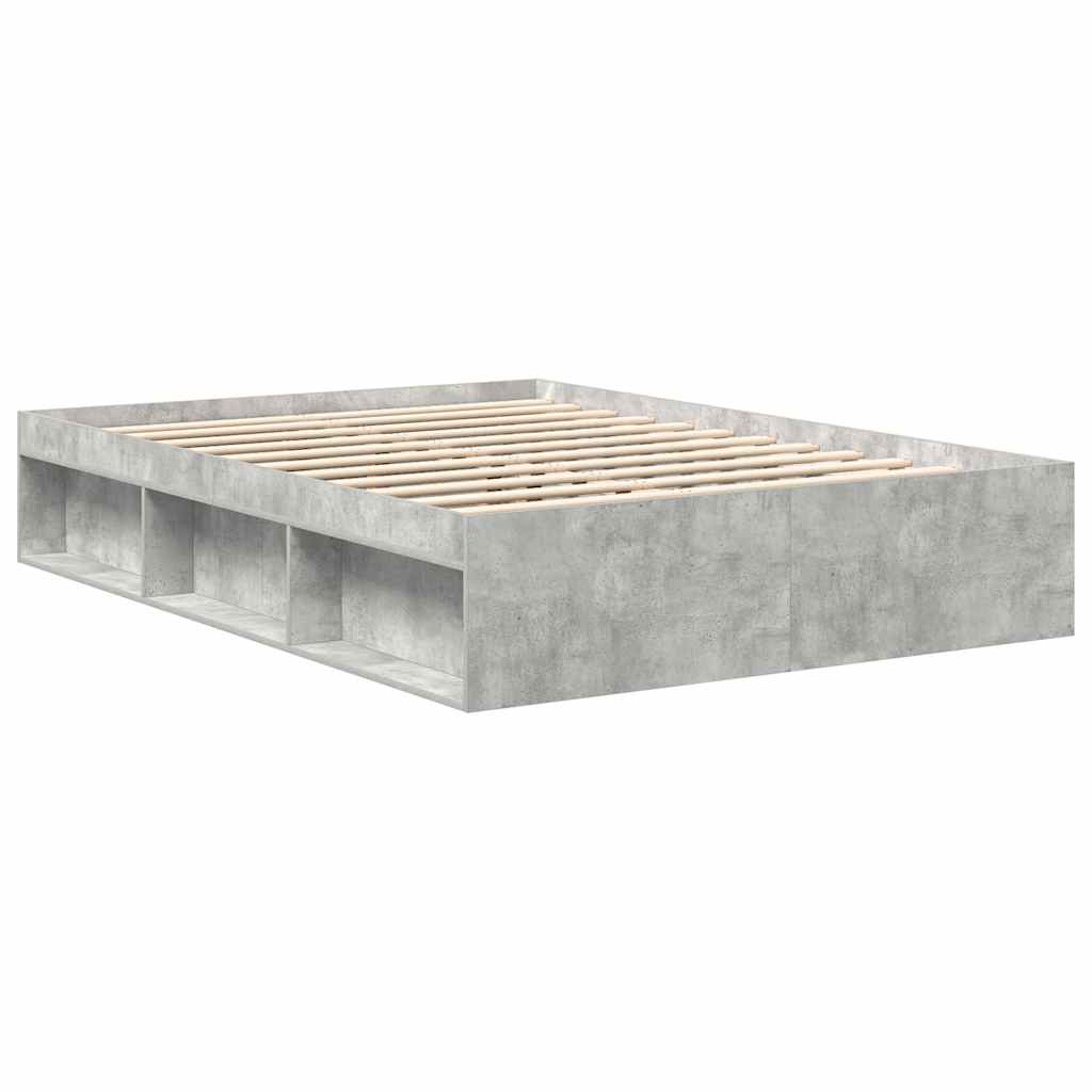 Cadre de lit sans matelas gris béton 140x190 cm - XIOS