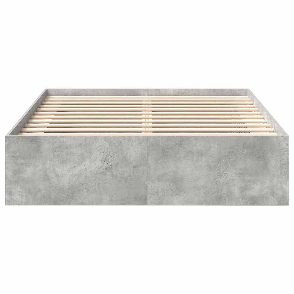 Cadre de lit sans matelas gris béton 140x190 cm - XIOS