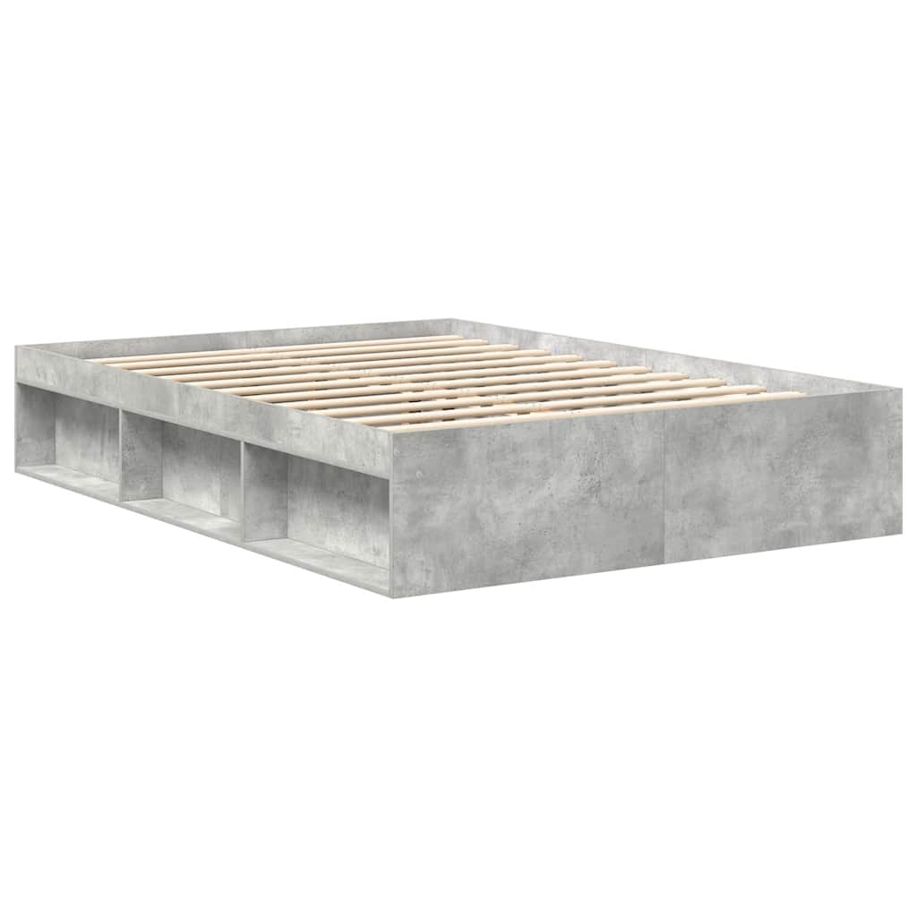 Cadre de lit sans matelas gris béton 140x190 cm - XIOS