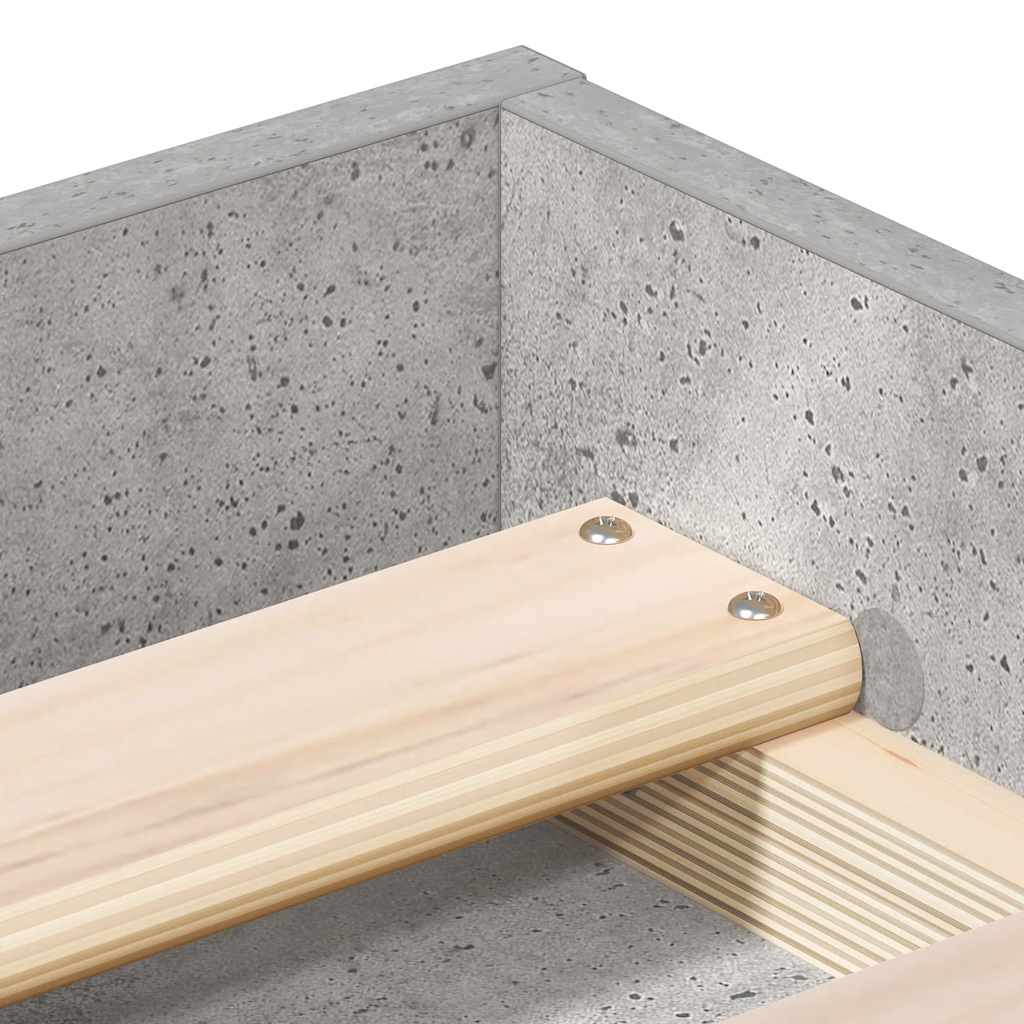 Cadre de lit sans matelas gris béton 140x190 cm - XIOS