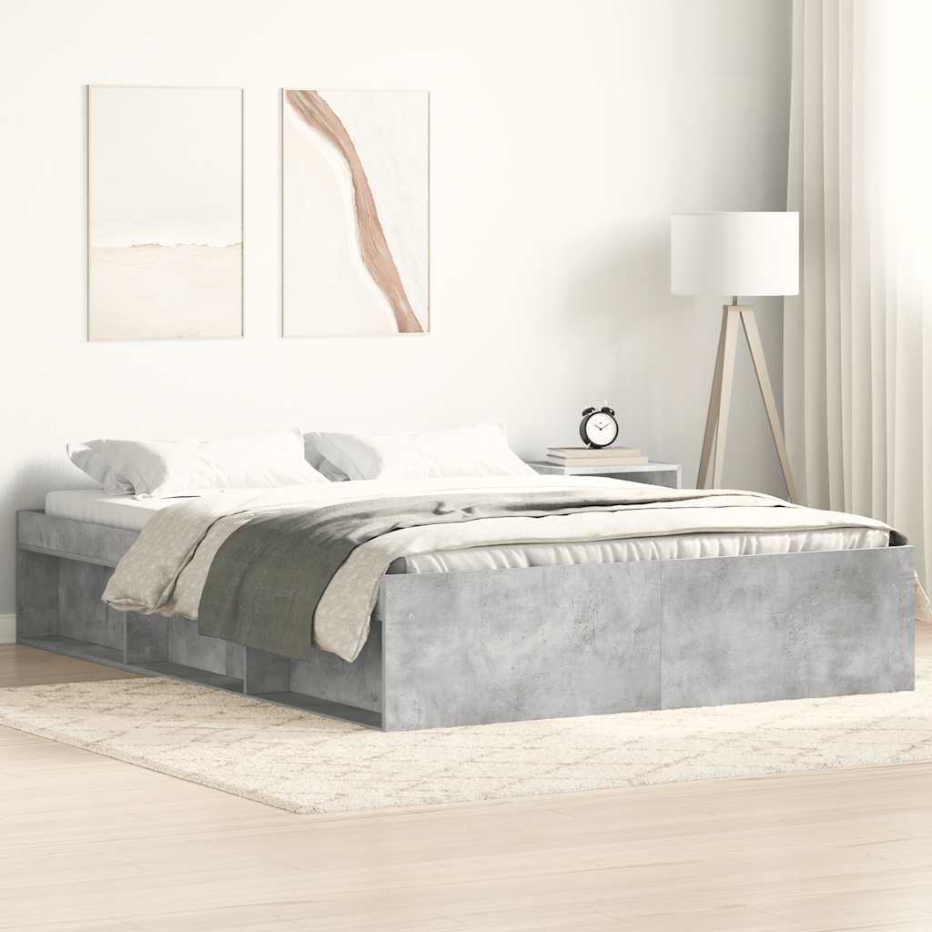 Cadre de lit sans matelas gris béton 140x190 cm - XIOS