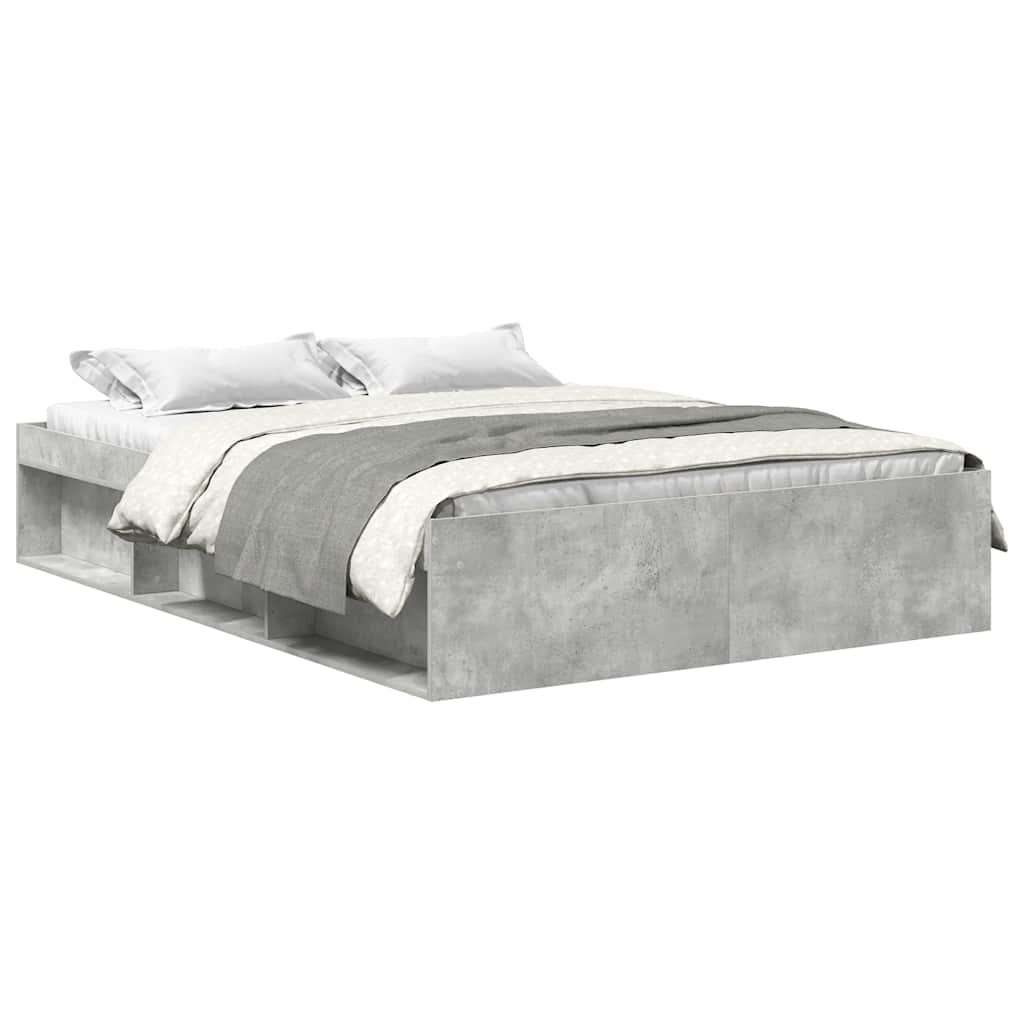 Cadre de lit sans matelas gris béton 135x190 cm - XIOS