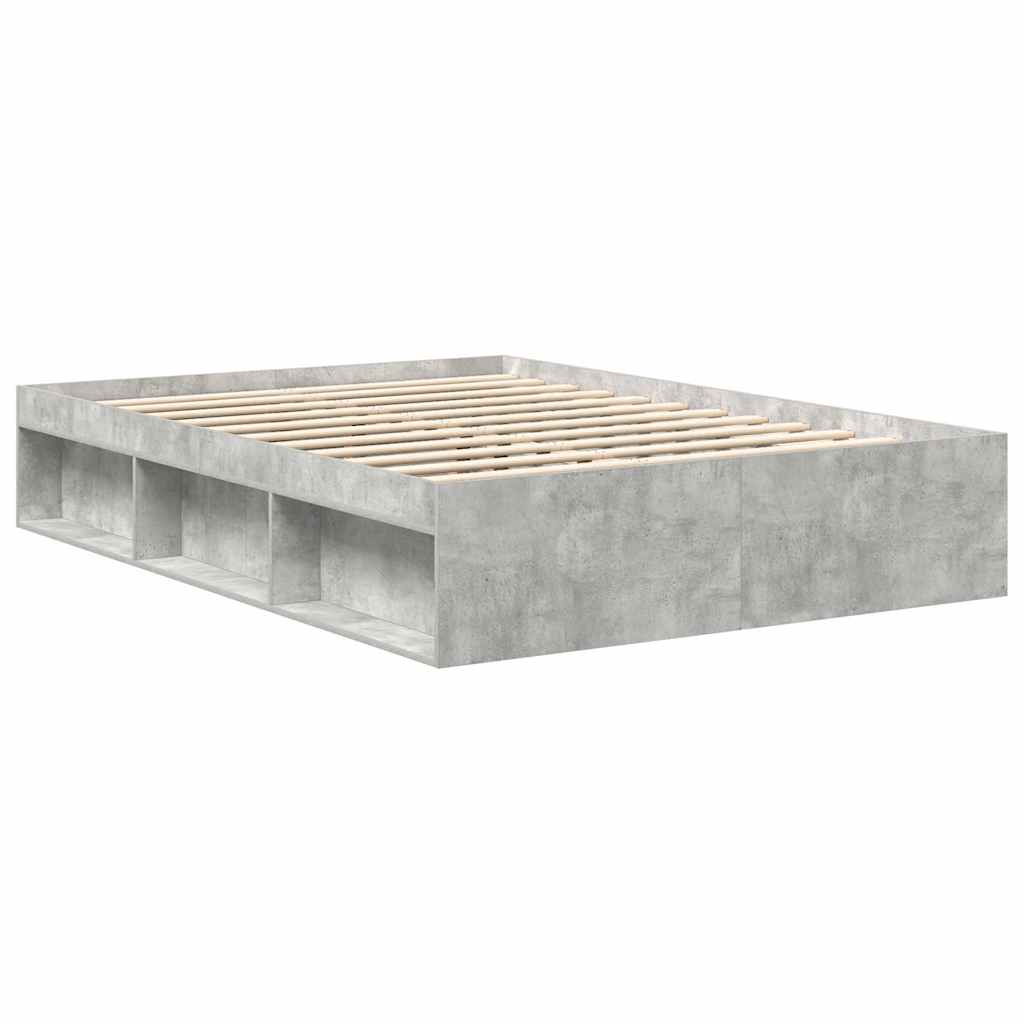 Cadre de lit sans matelas gris béton 135x190 cm - XIOS