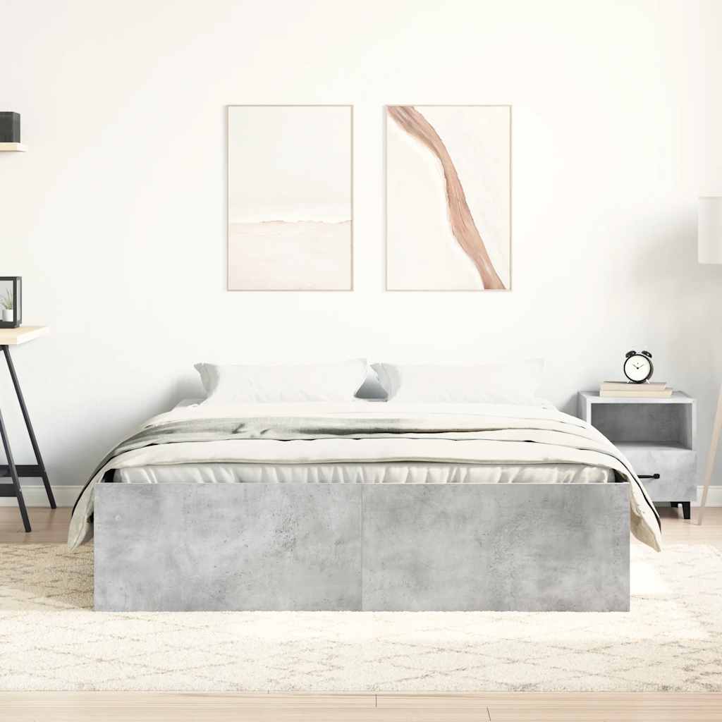 Cadre de lit sans matelas gris béton 135x190 cm - XIOS