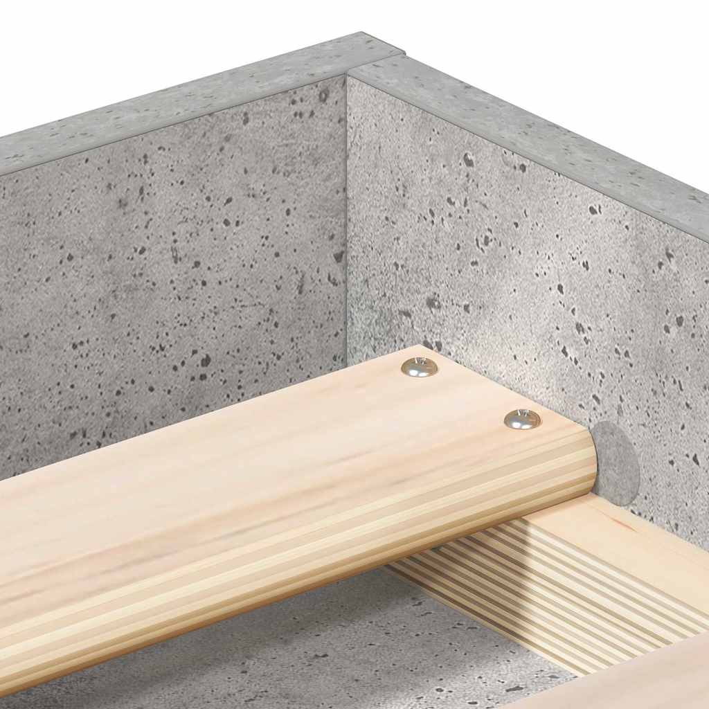 Cadre de lit sans matelas gris béton 135x190 cm - XIOS
