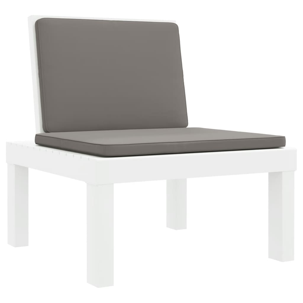 Salon de jardin avec coussins 3 pcs blanc PP