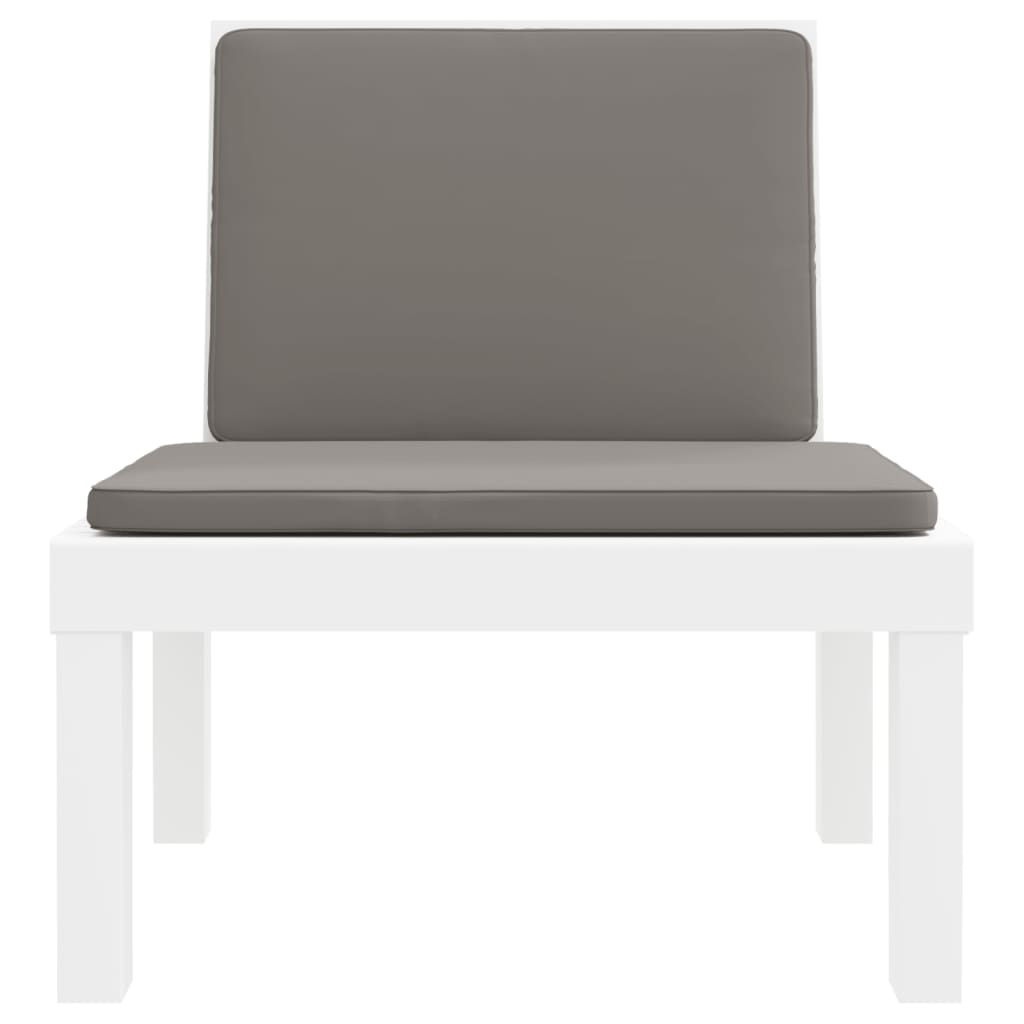Salon de jardin avec coussins 3 pcs blanc PP