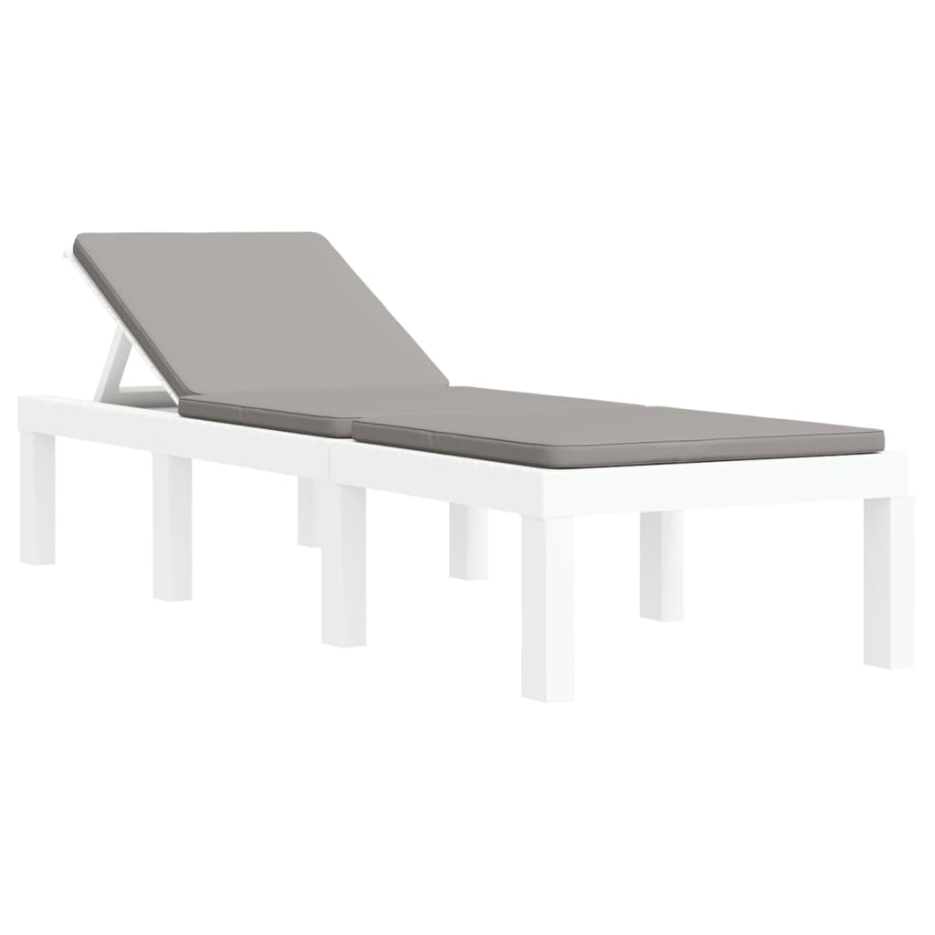 Salon de jardin avec coussins 3 pcs blanc PP