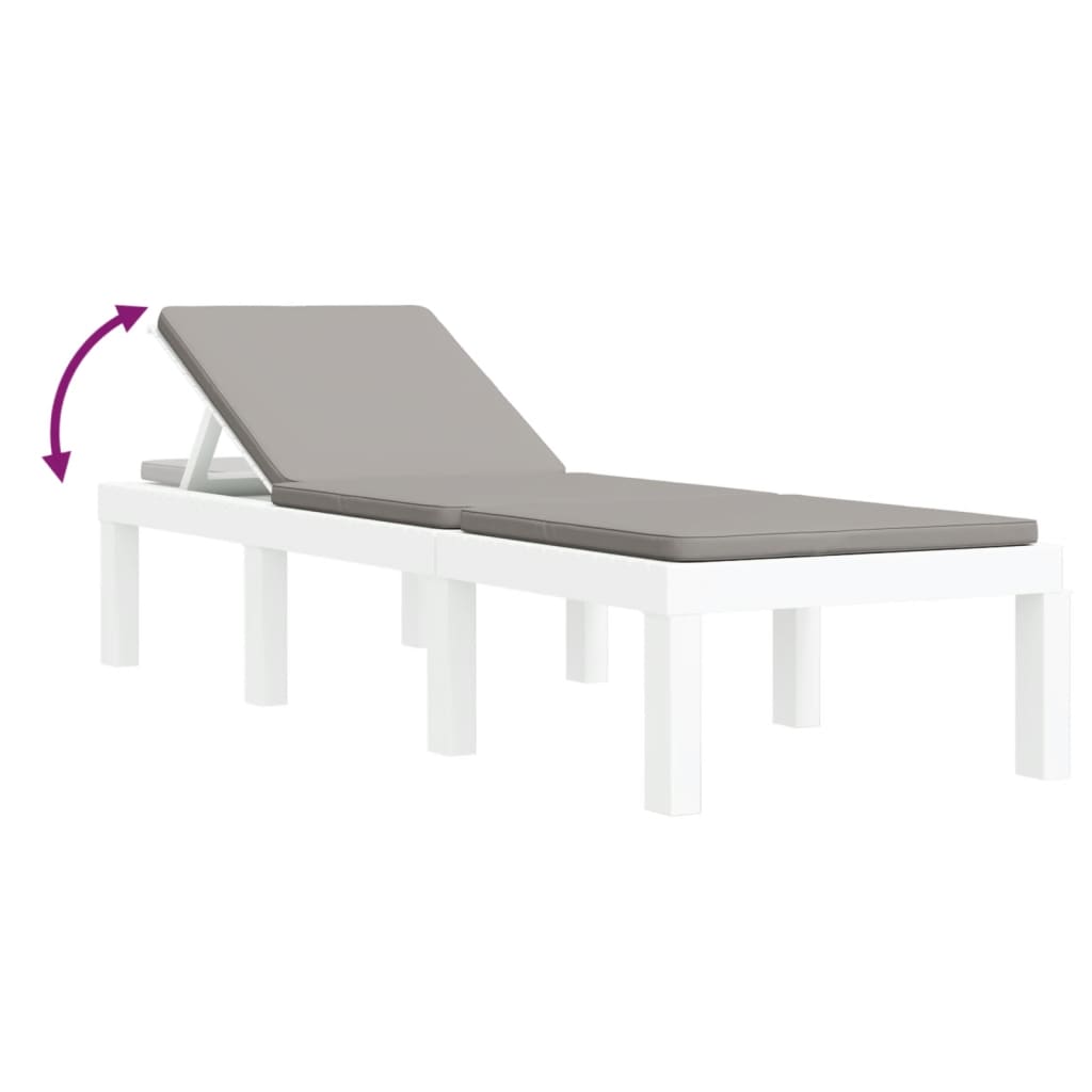Salon de jardin avec coussins 3 pcs blanc PP
