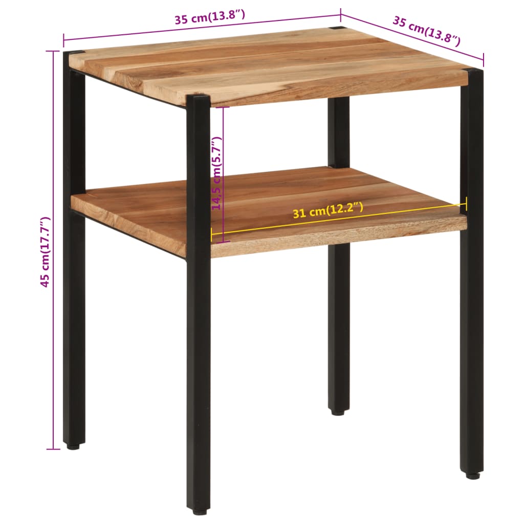 Table d’appoint 35x35x45 cm bois massif d'acacia et fer - XIOS