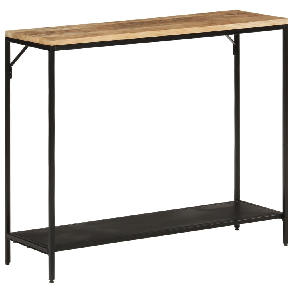 Table console 90x30x75 cm bois de manguier massif brut et fer - XIOS