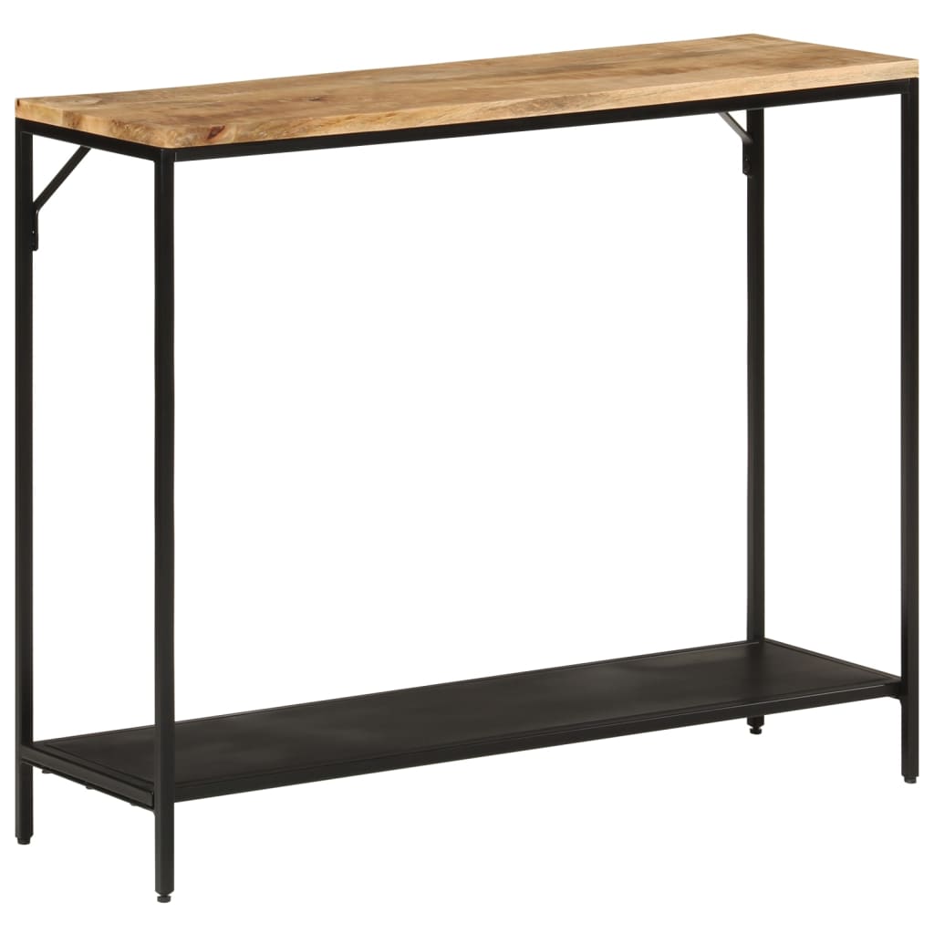 Table console 90x30x75 cm bois de manguier massif brut et fer - XIOS