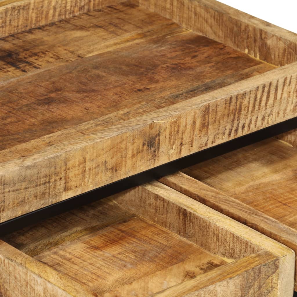 Tables basses gigognes 3pcs bois de manguier massif brut et fer - XIOS