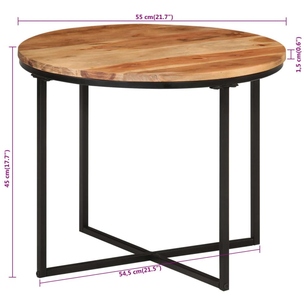 Table basse 55x55x45 cm bois massif acacia et fer - XIOS