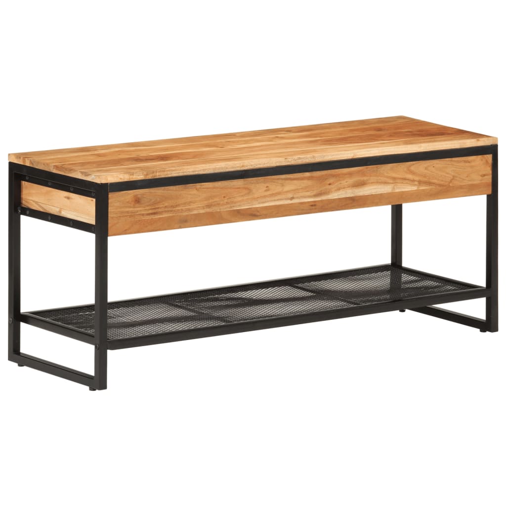 Banc à chaussures 110x35x45 cm bois massif d'acacia et fer - XIOS