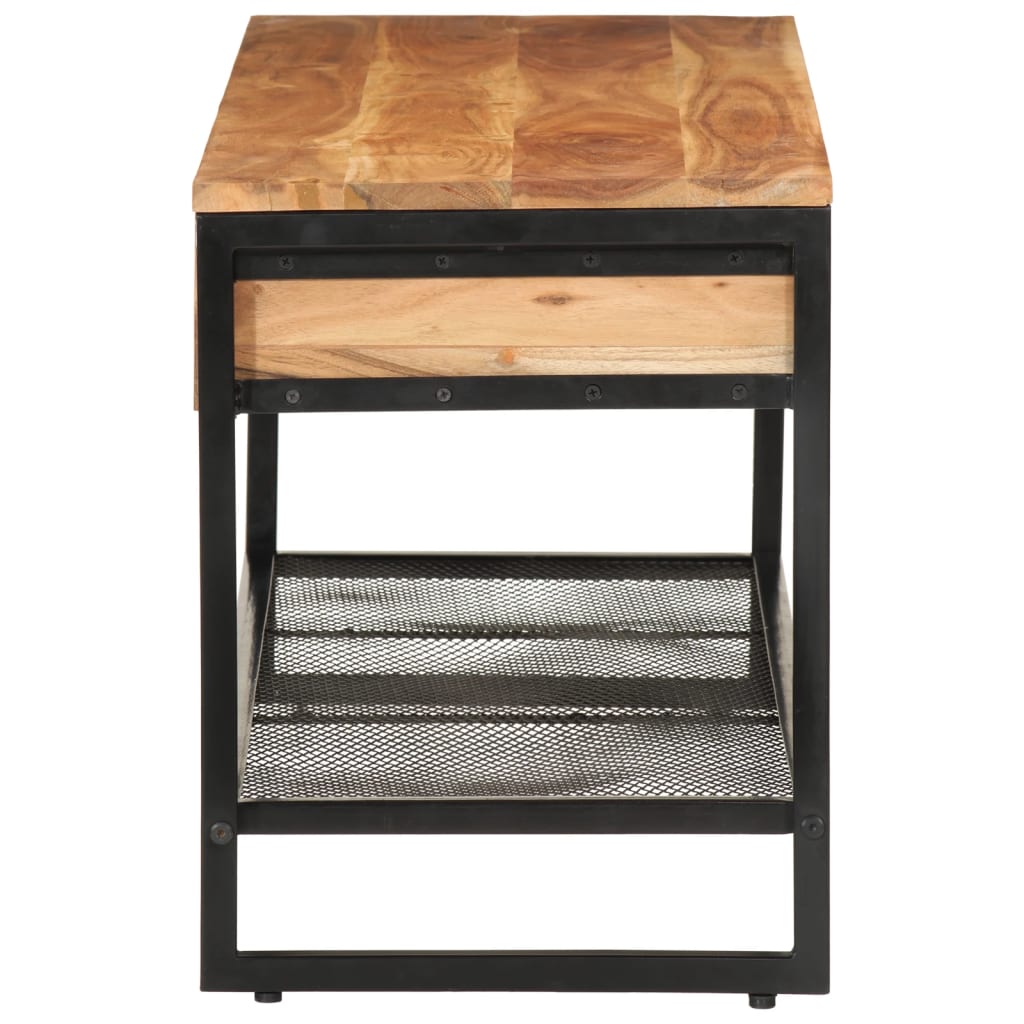 Banc à chaussures 110x35x45 cm bois massif d'acacia et fer - XIOS