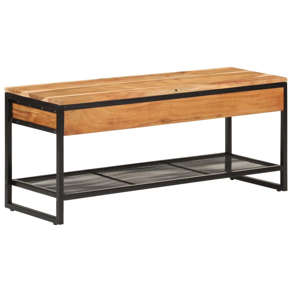 Banc à chaussures 110x35x45 cm bois massif d'acacia et fer - XIOS