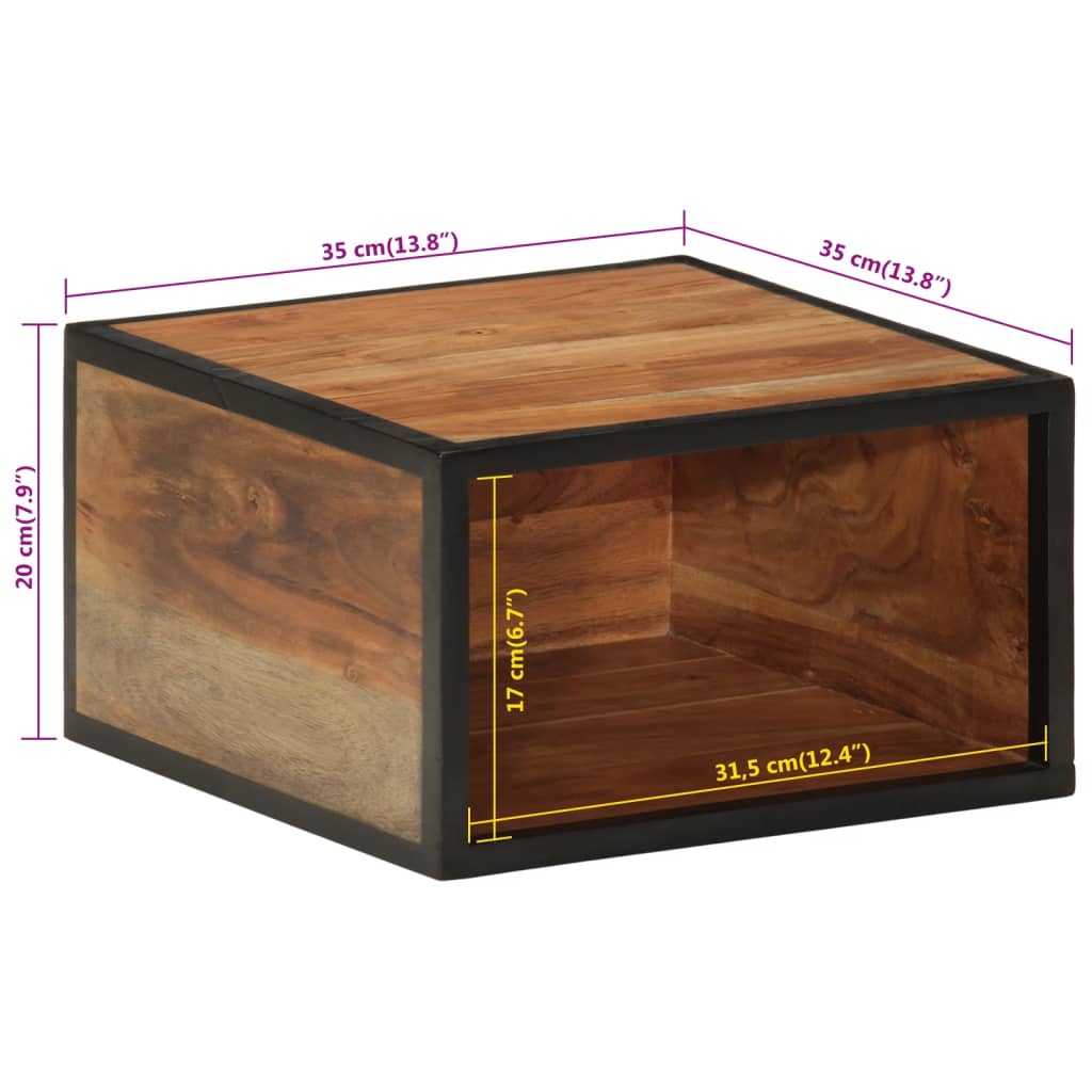 Table de chevet murale 35x35x20 cm bois massif d'acacia - XIOS