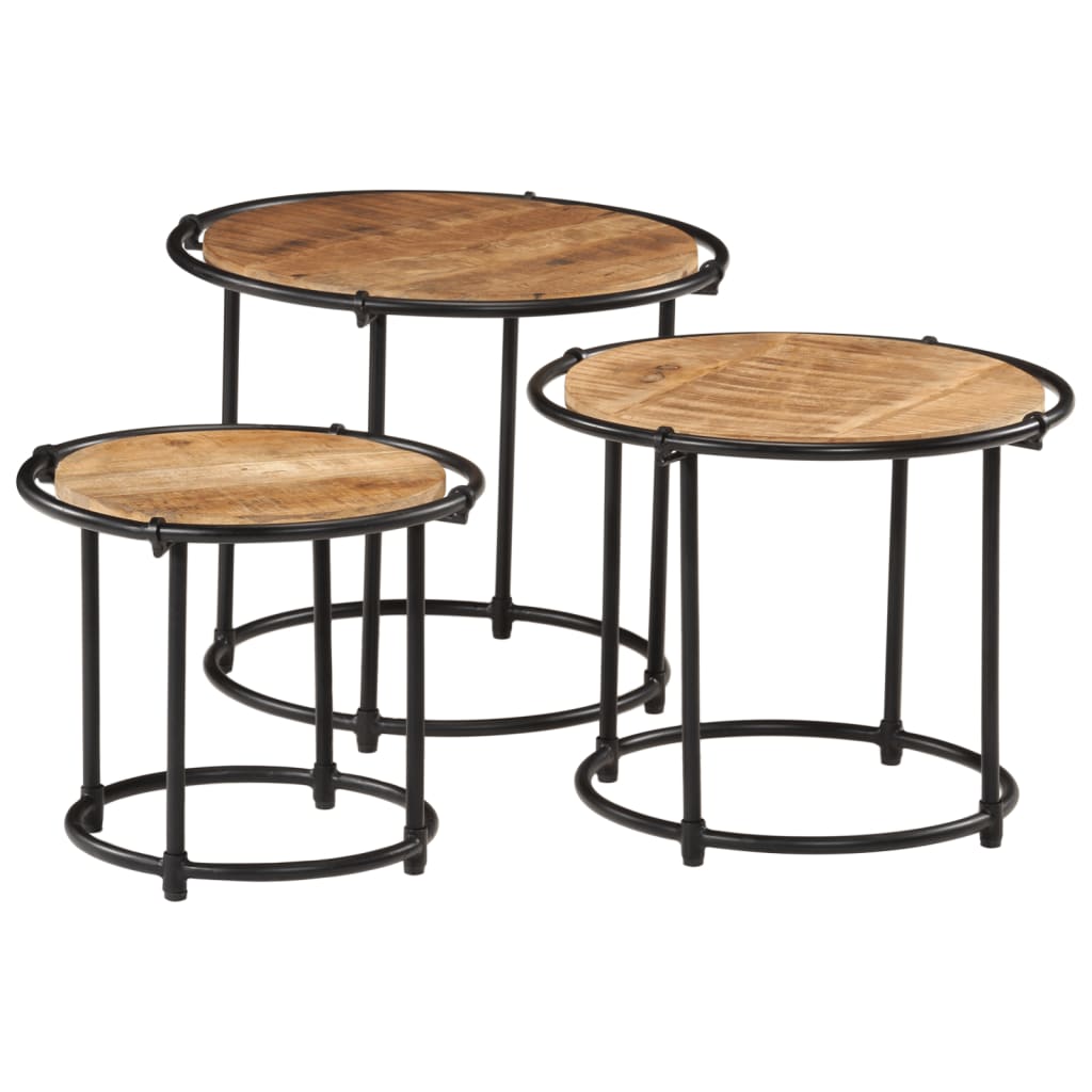Tables gigognes 3 pcs bois de manguier massif brut - XIOS
