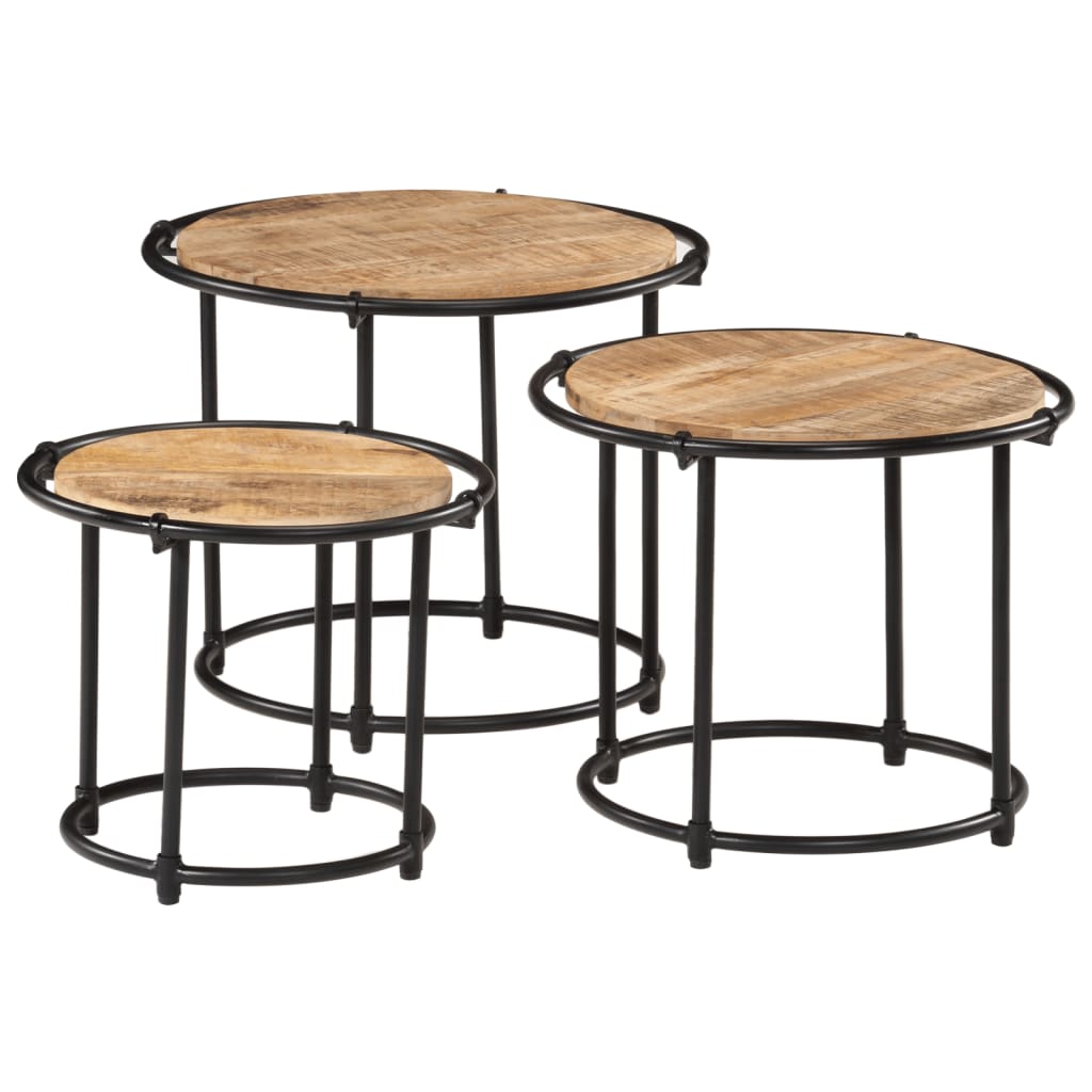 Tables gigognes 3 pcs bois de manguier massif brut - XIOS