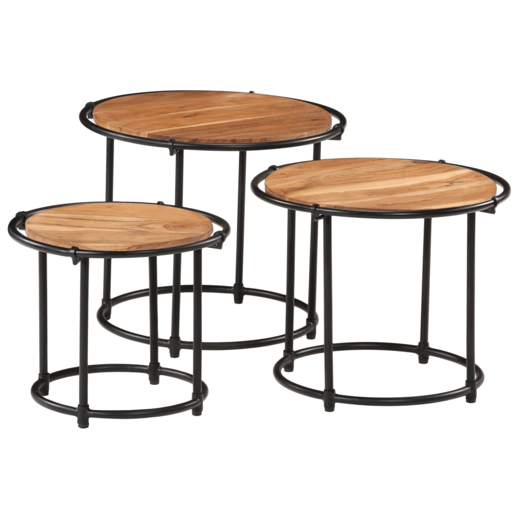 Tables gigognes 3 pcs bois massif d'acacia - XIOS
