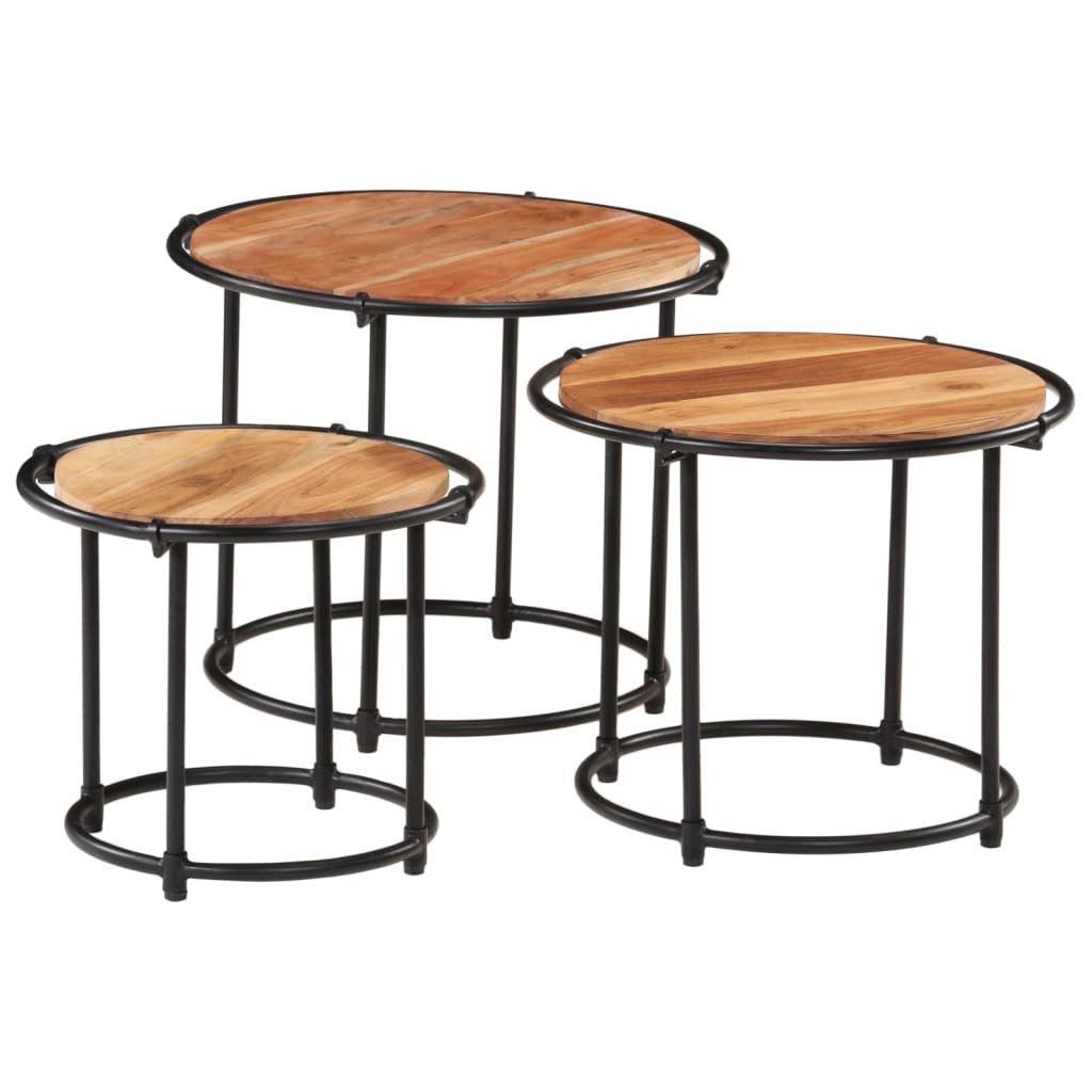 Tables gigognes 3 pcs bois massif d'acacia - XIOS