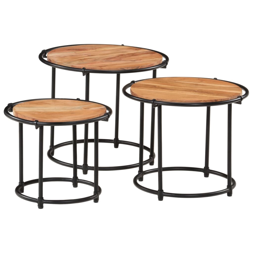 Tables gigognes 3 pcs bois massif d'acacia - XIOS