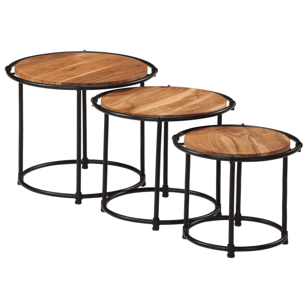 Tables gigognes 3 pcs bois massif d'acacia - XIOS