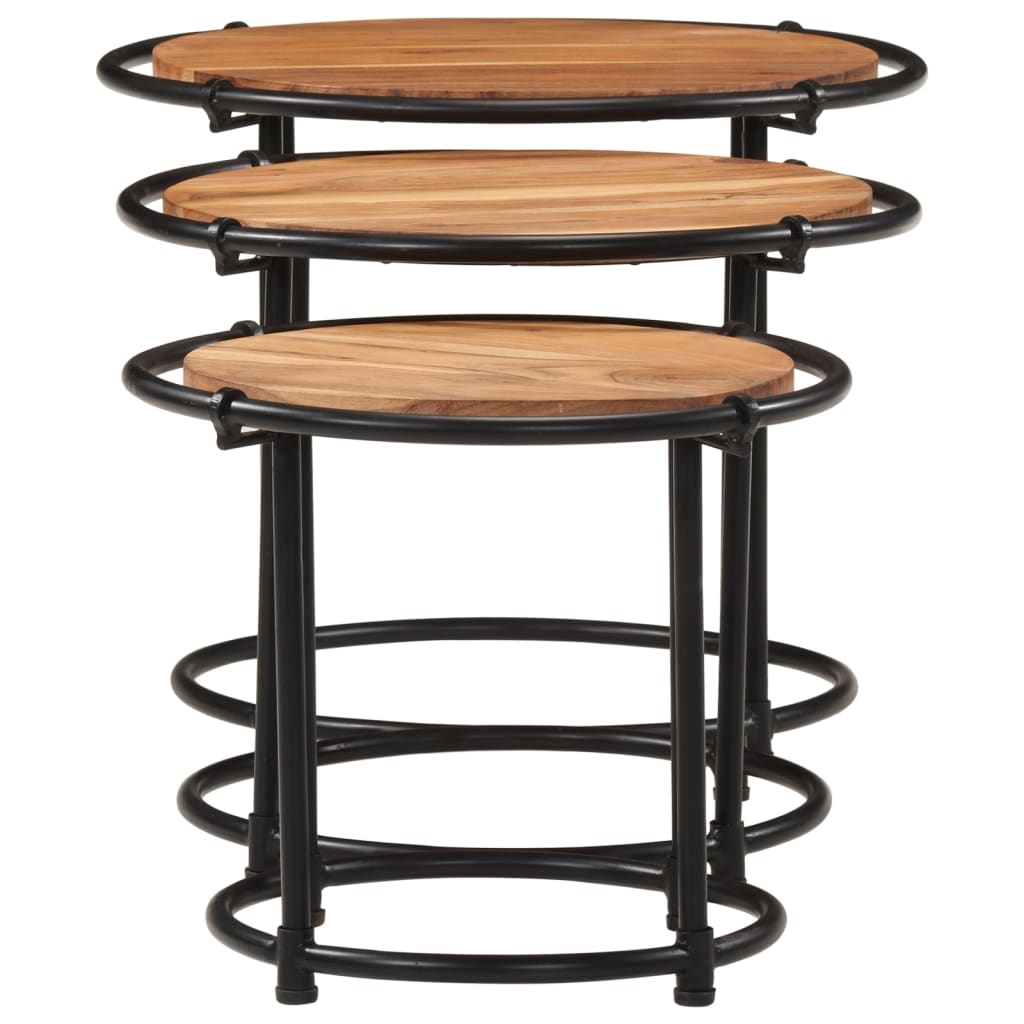 Tables gigognes 3 pcs bois massif d'acacia - XIOS