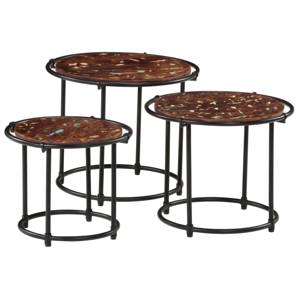 Tables gigognes 3 pcs bois massif de récupération - XIOS
