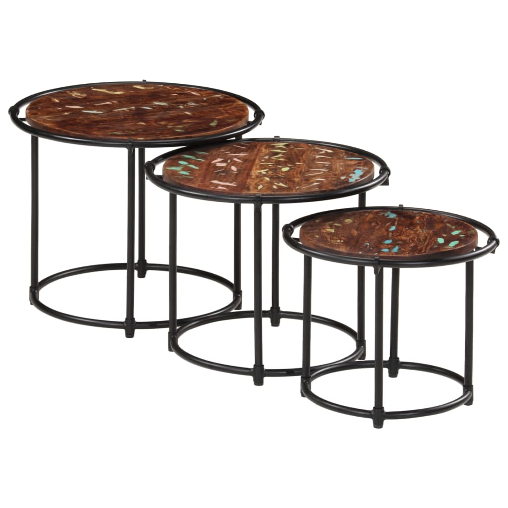 Tables gigognes 3 pcs bois massif de récupération - XIOS