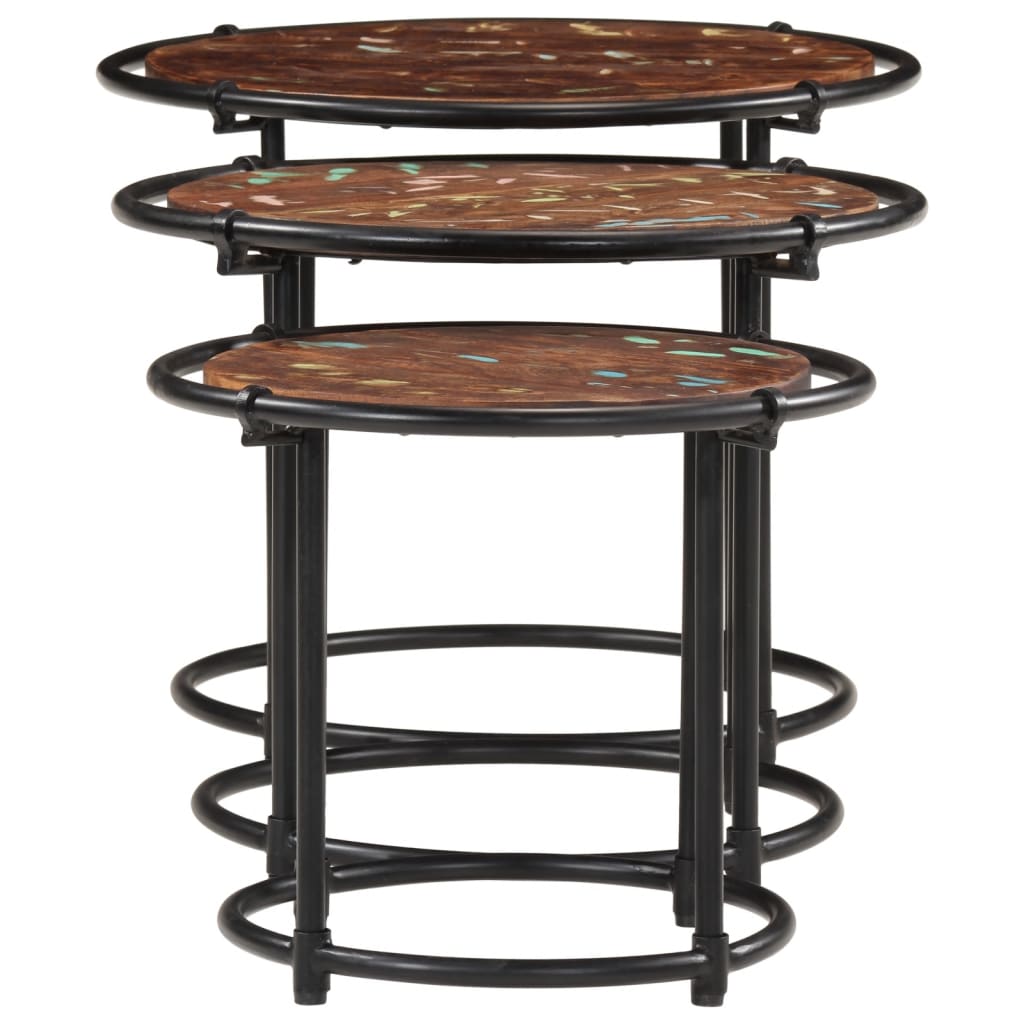 Tables gigognes 3 pcs bois massif de récupération - XIOS