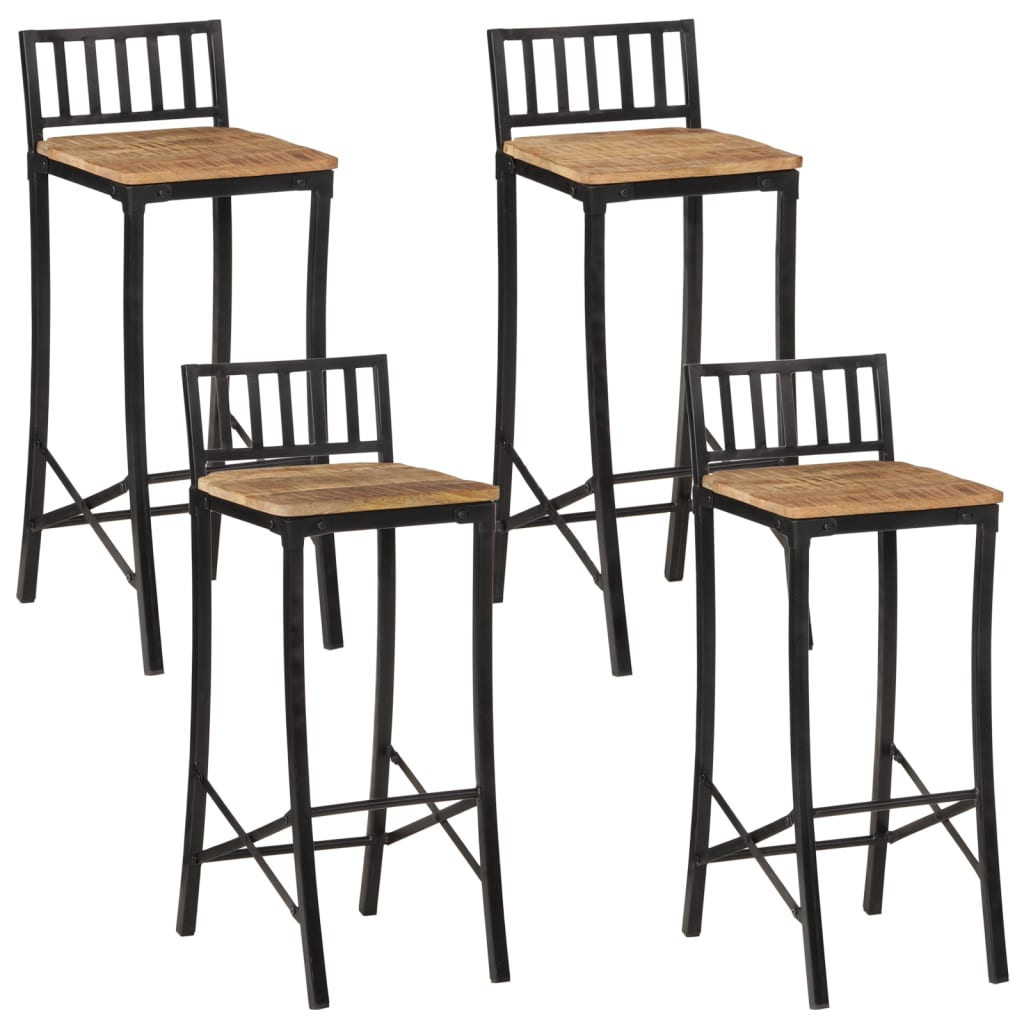 Chaises de bar lot de 4 bois de manguier massif brut - XIOS