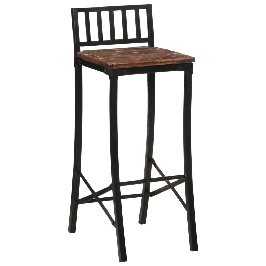 Chaises de bar lot de 2 bois de récupération massif - XIOS