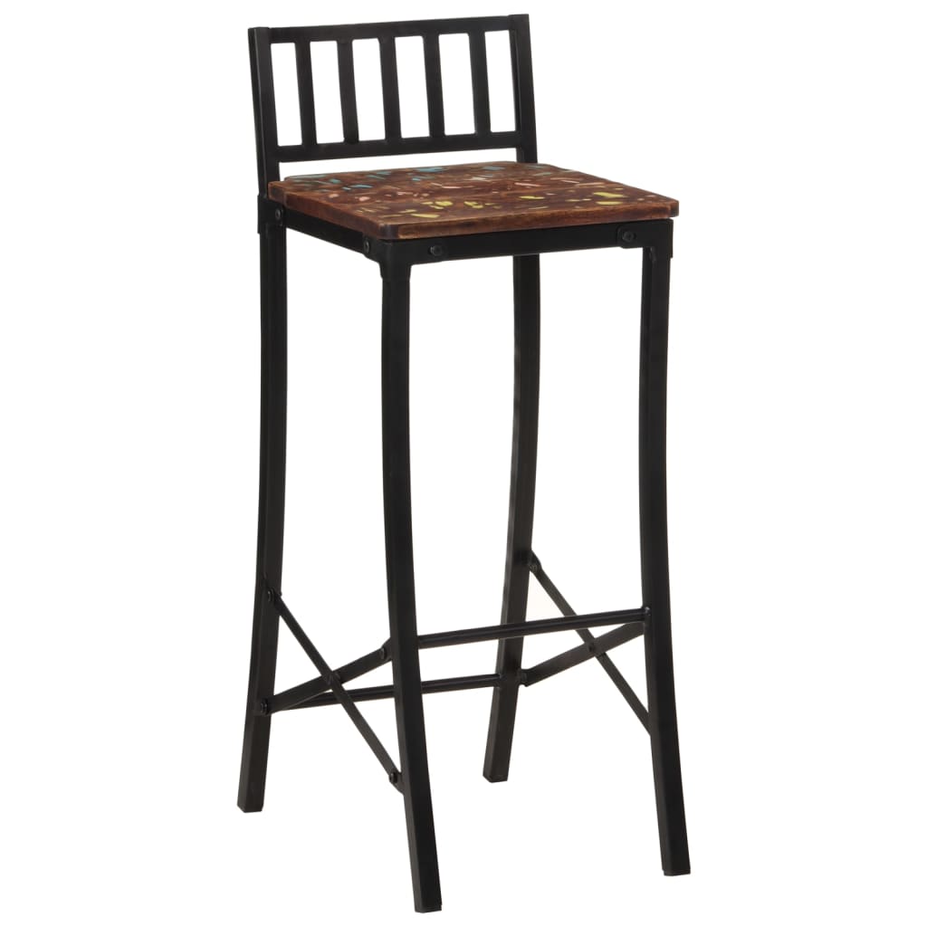 Chaises de bar lot de 2 bois de récupération massif - XIOS