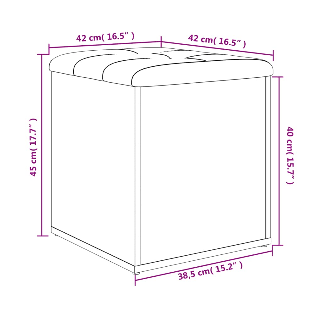 Banc de rangement gris béton 42x42x45 cm bois d'ingénierie - XIOS