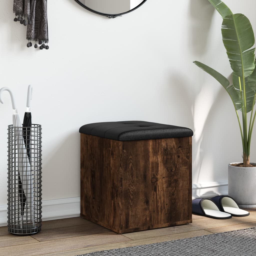 Banc de rangement chêne fumé 42x42x45 cm bois d'ingénierie - XIOS