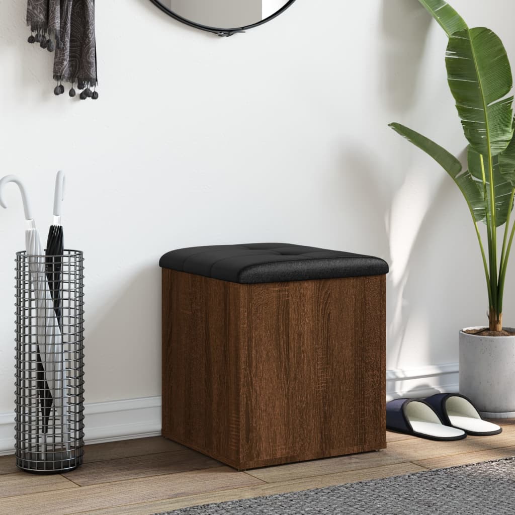 Banc de rangement chêne marron 42x42x45 cm bois d'ingénierie - XIOS