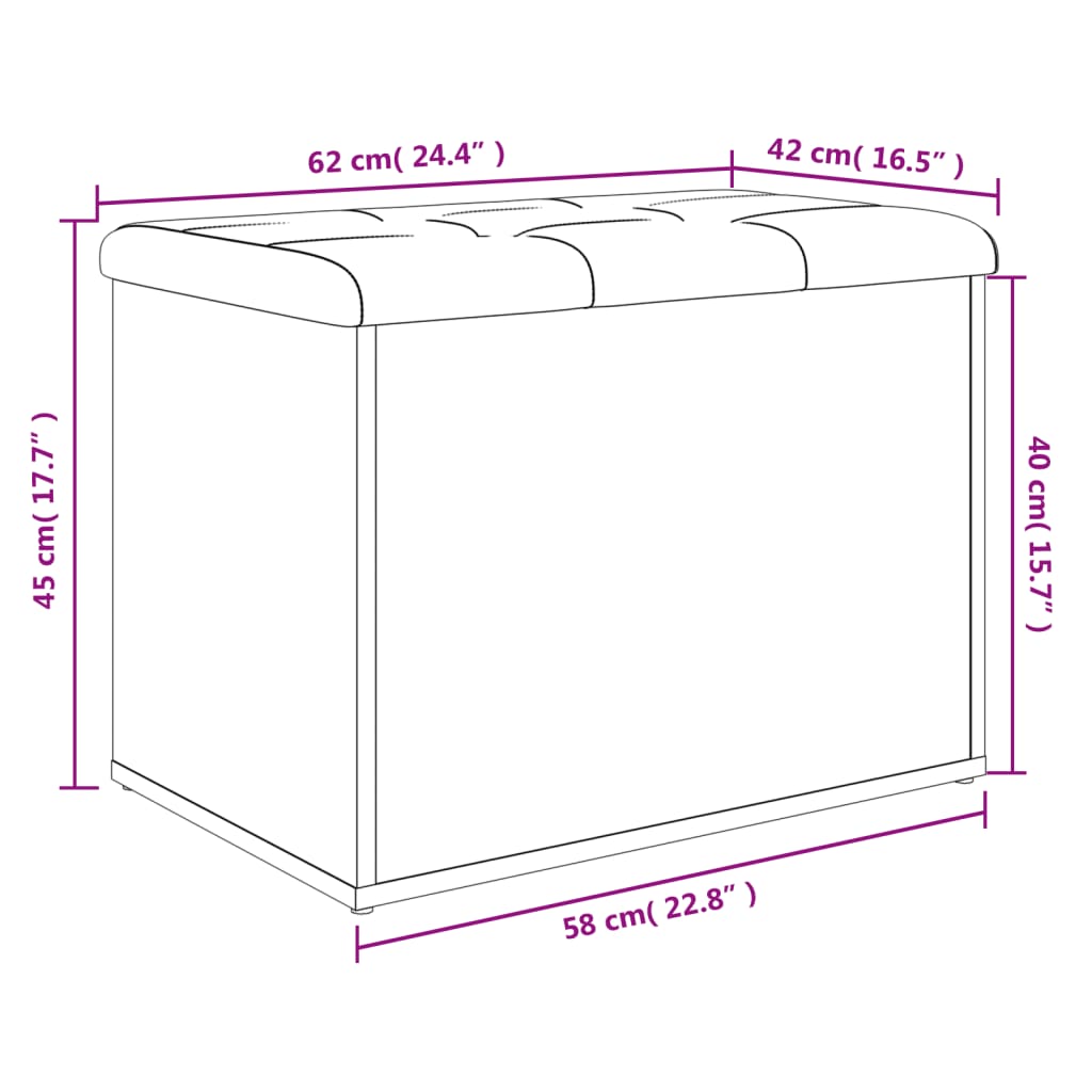 Banc de rangement chêne fumé 62x42x45 cm bois d'ingénierie - XIOS
