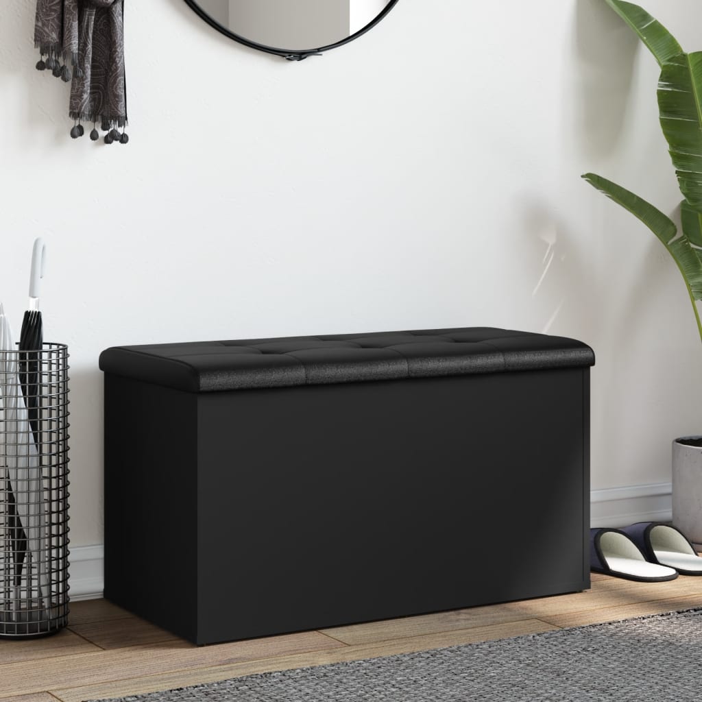 Banc de rangement noir 82x42x45 cm bois d'ingénierie - XIOS