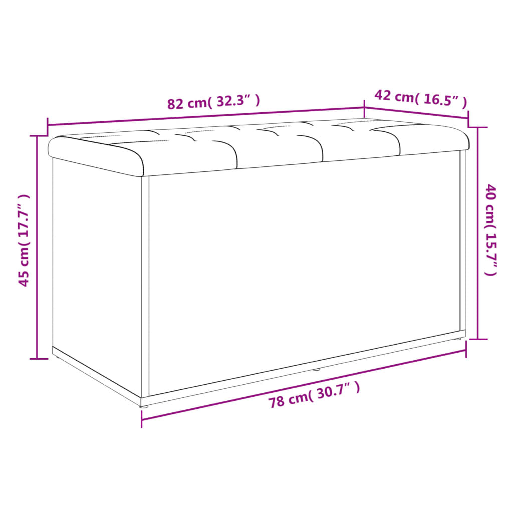 Banc de rangement noir 82x42x45 cm bois d'ingénierie - XIOS