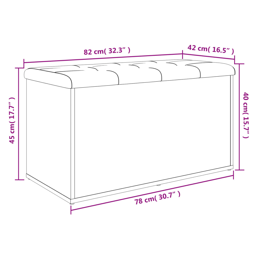 Banc de rangement Chêne Sonoma 82x42x45 cm Bois d'ingénierie - XIOS