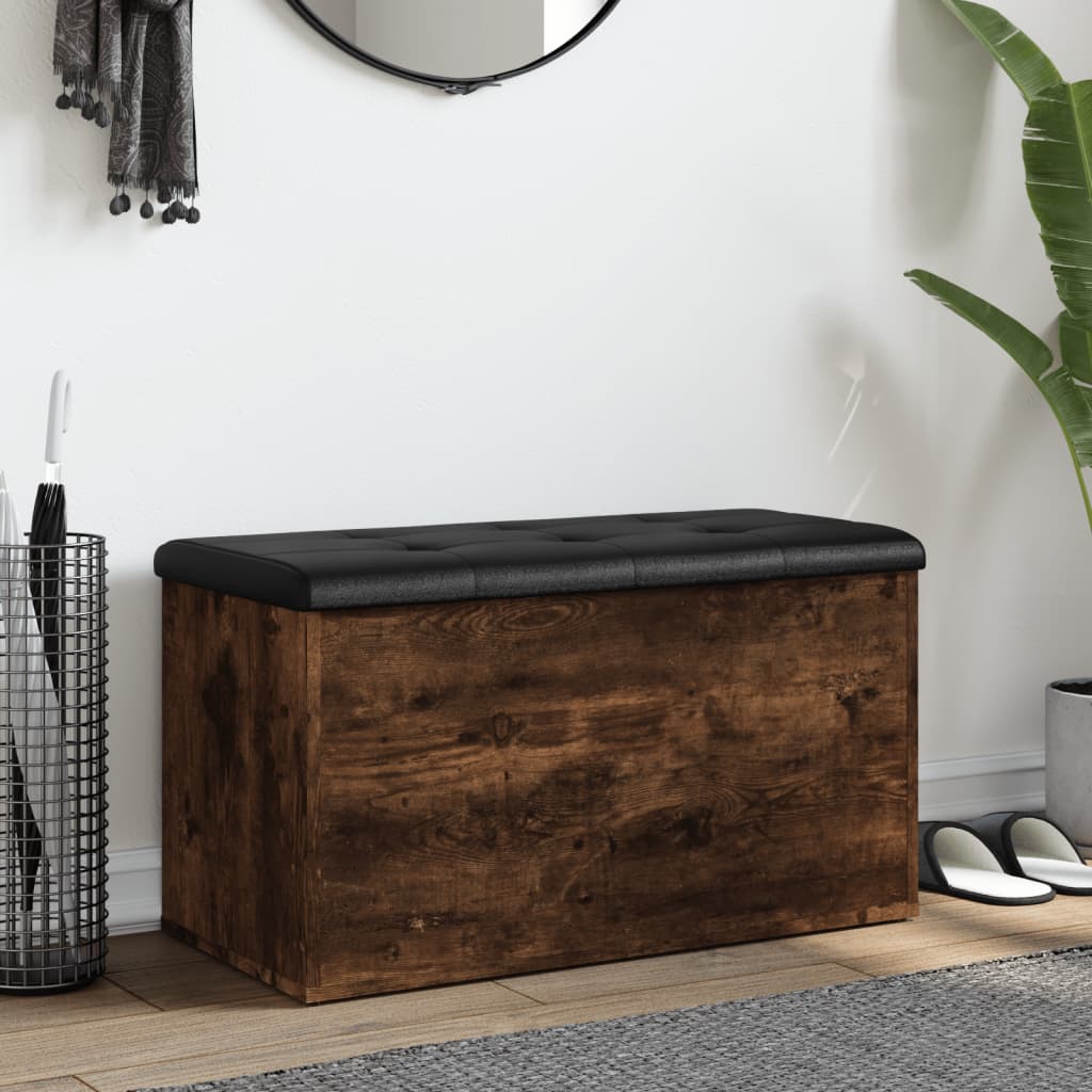 Banc de rangement chêne fumé 82x42x45 cm Bois d'ingénierie - XIOS