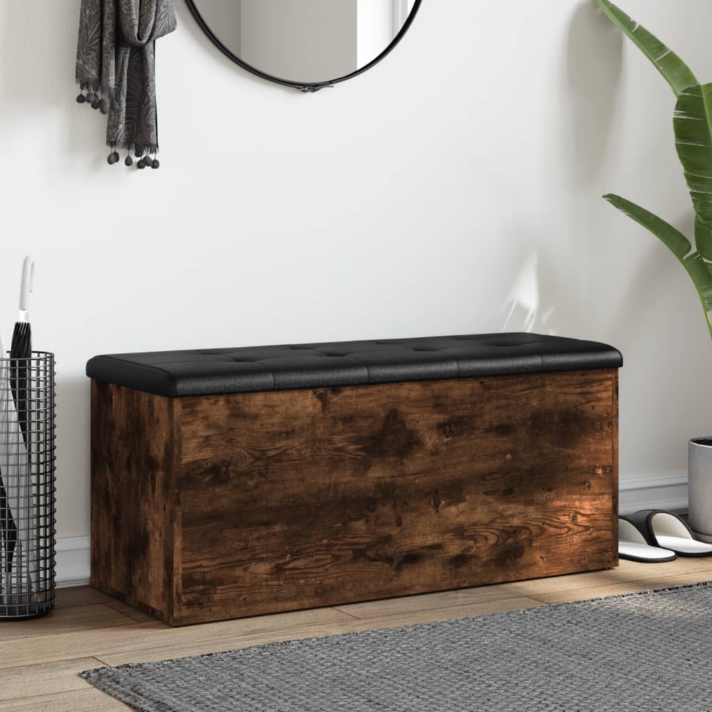 Banc de rangement chêne fumé 102x42x45 cm bois d'ingénierie - XIOS