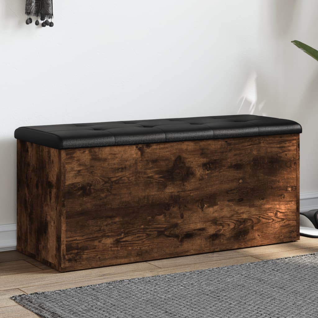 Banc de rangement chêne fumé 102x42x45 cm bois d'ingénierie - XIOS