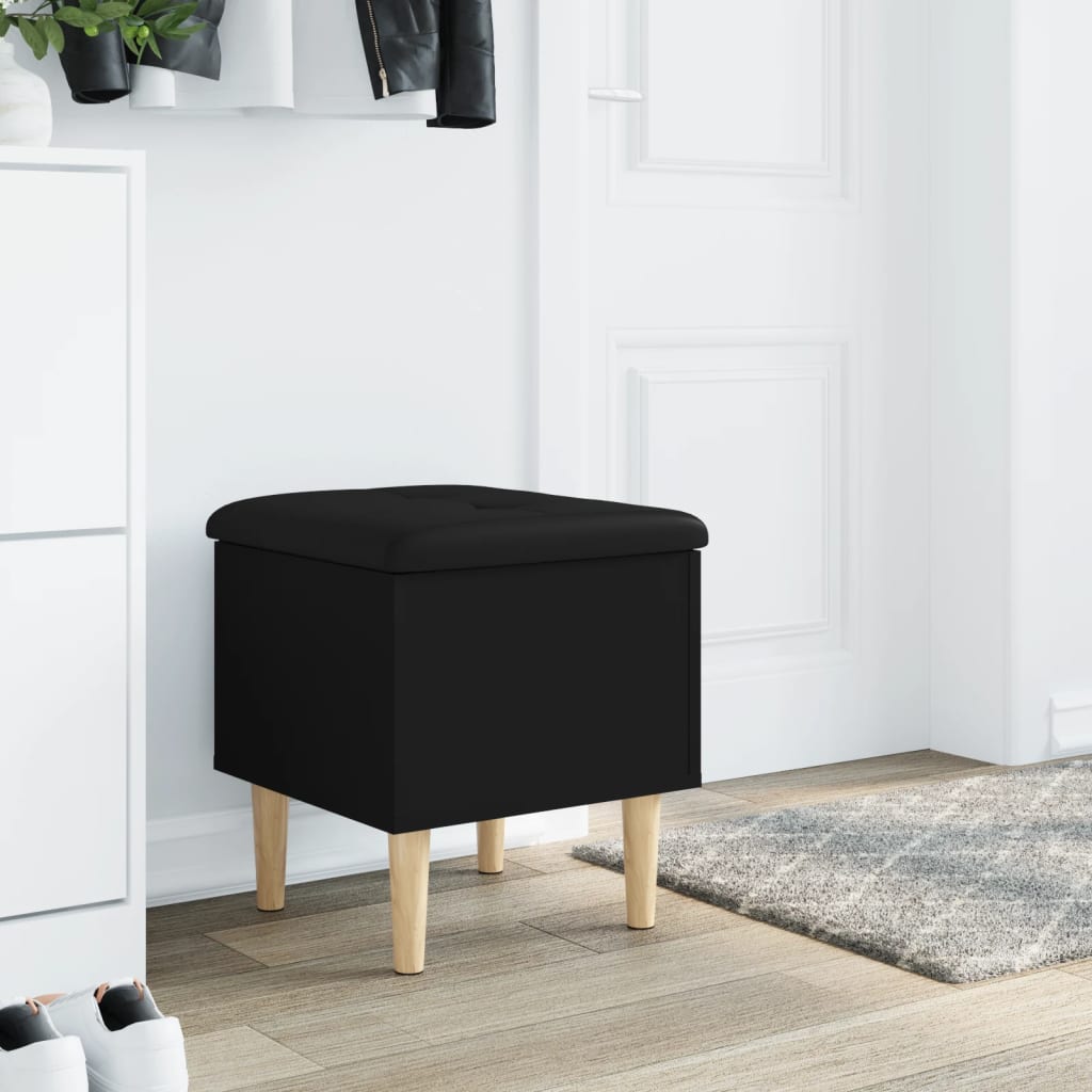 Banc de rangement noir 42x42x46 cm bois d'ingénierie - XIOS